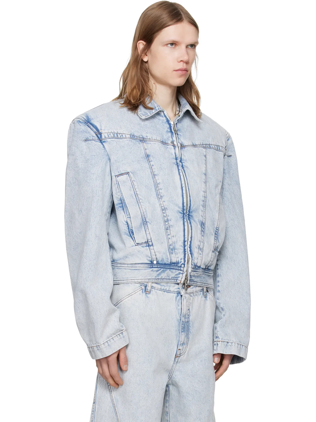 LGN Louis Gabriel Nouchi Wide-Shoulder Zipped デニムジャケット - 画像2