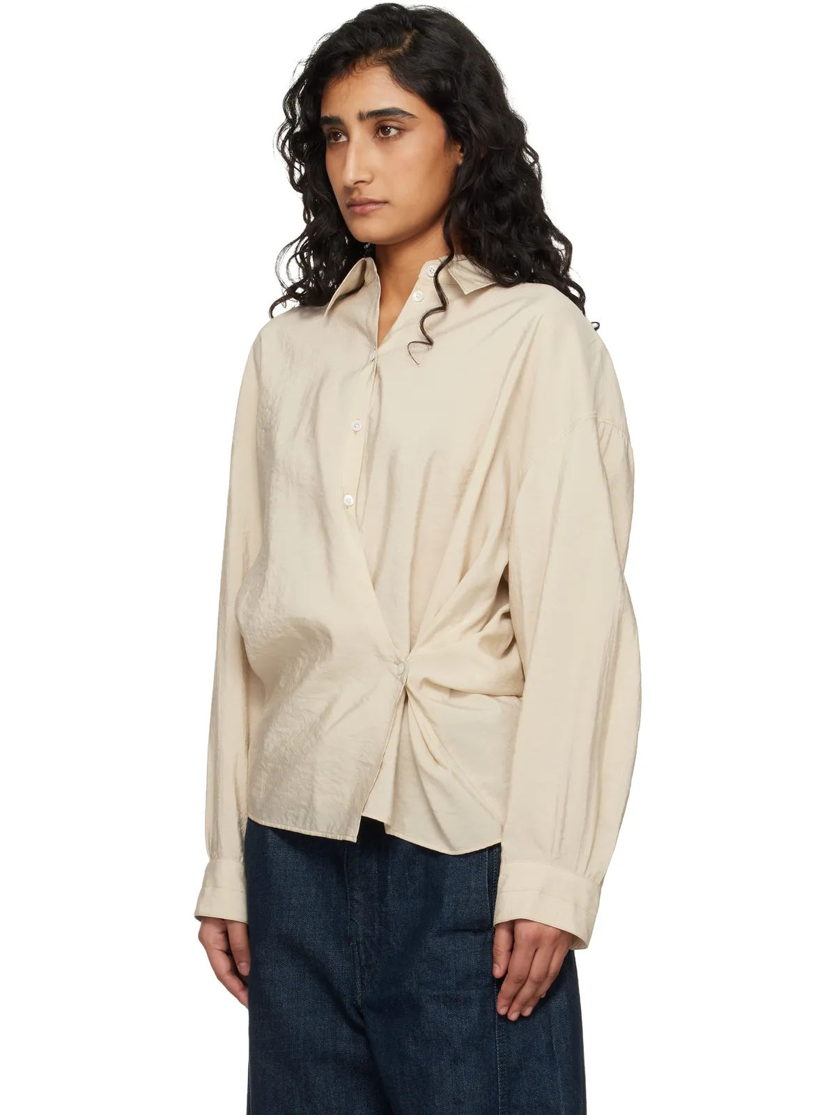Lemaire Straight Collar ツイスト シャツ - 画像4