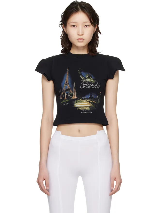 VETEMENTS VETEMENTS 'Paris' Tourist Front Sleeve ベビーTシャツの商品画像