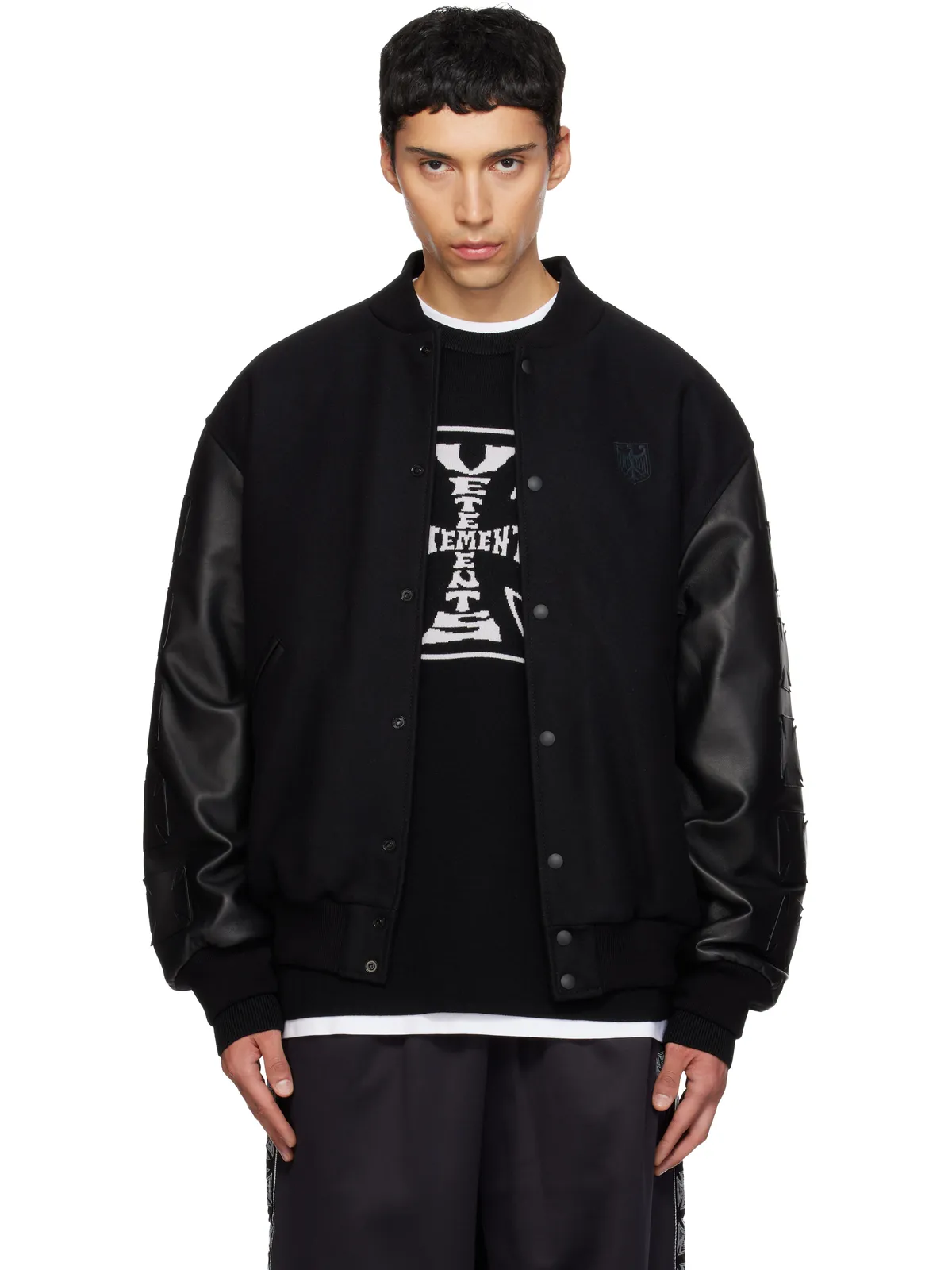 VETEMENTS Biker Cross Embroidered バーシティ ボンバージャケット - 画像1