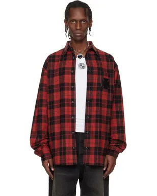 VETEMENTS レザー クロス フランネルシャツ - サムネイル1
