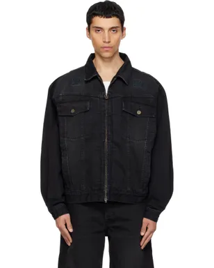 VETEMENTS Appliqué Biker Crosses ジップ デニムジャケット - サムネイル1