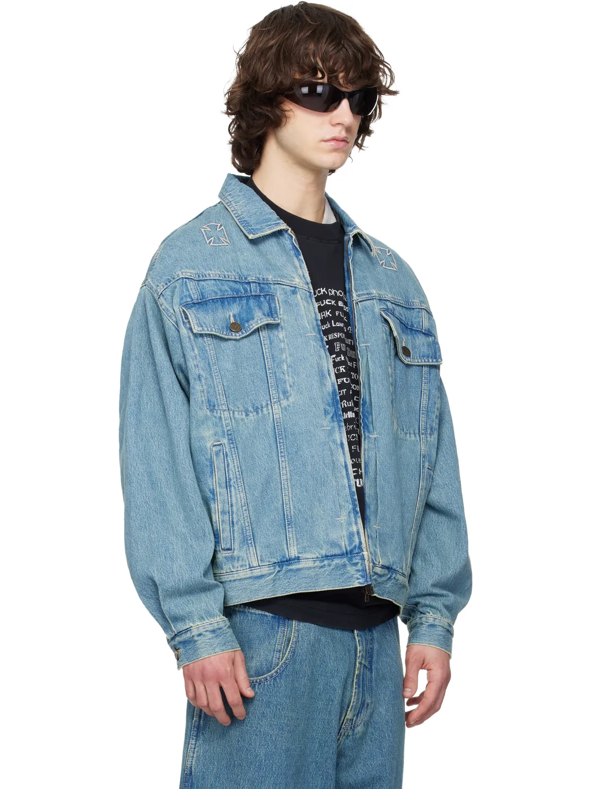 VETEMENTS Biker Crosses デニムジャケット - 画像2