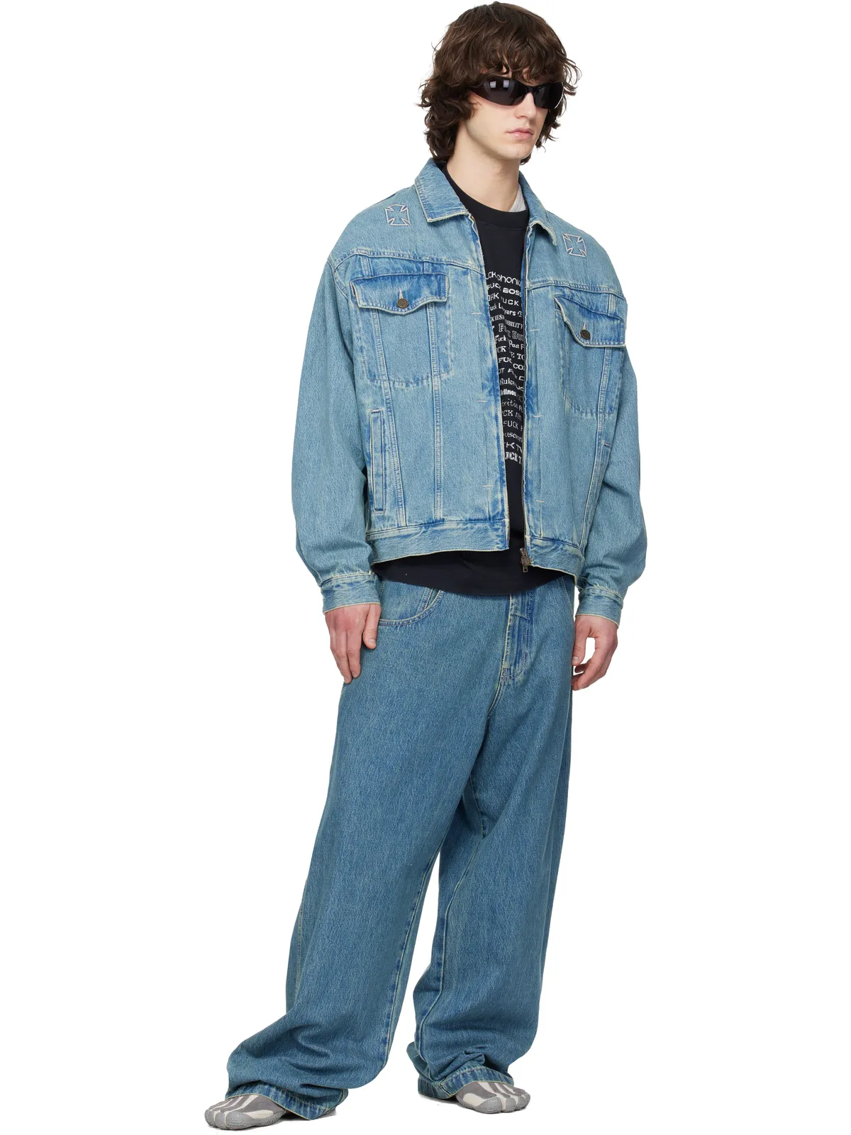 VETEMENTS Biker Crosses デニムジャケット - 画像4