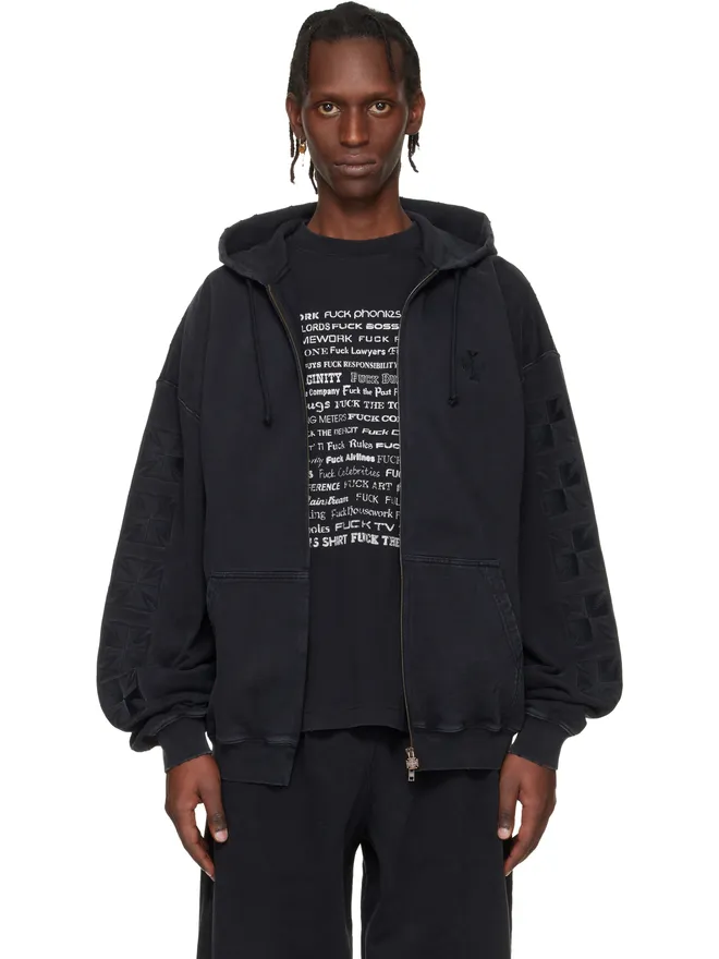 VETEMENTS VETEMENTS Embroidered Biker Cross Sleeves ジップアップフーディの商品画像