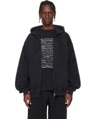 VETEMENTS Embroidered Biker Cross Sleeves ジップアップフーディ - サムネイル1