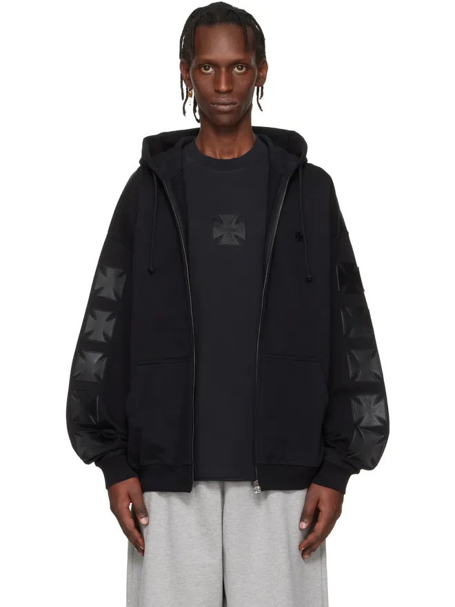 VETEMENTS VETEMENTS Leather Biker Cross ジップアップフーディの商品画像