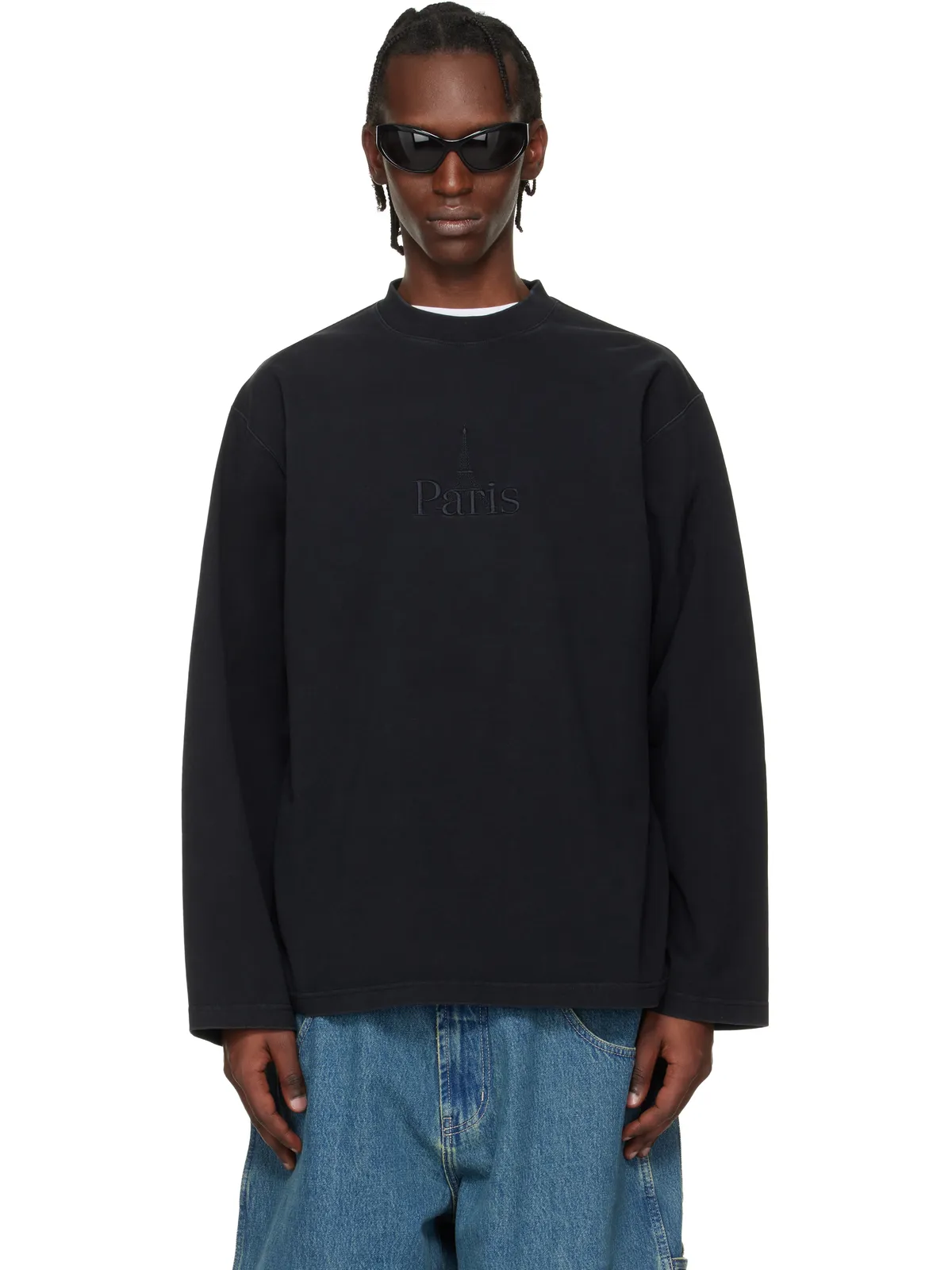 VETEMENTS 'Paris' Embroidered 長袖Tシャツ - 画像1
