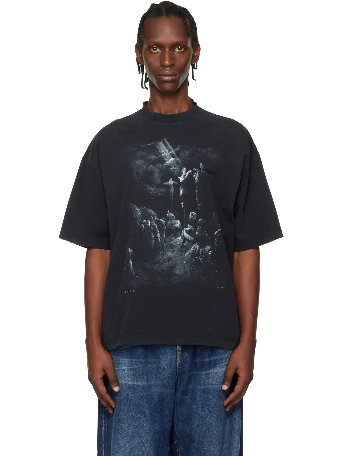 VETEMENTS Jesus On A Cross ディストレス Tシャツ - 画像1