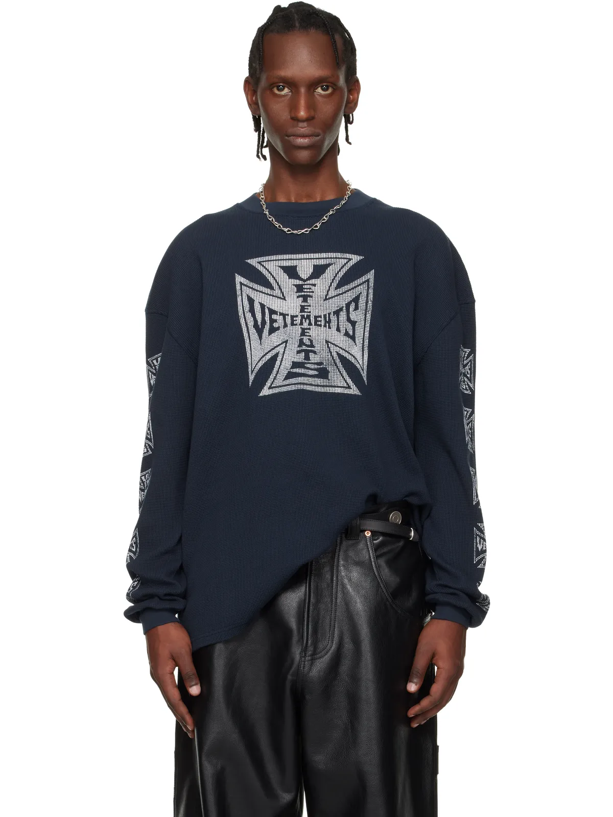 VETEMENTS Biker Cross Waffle 長袖Tシャツ - 画像1