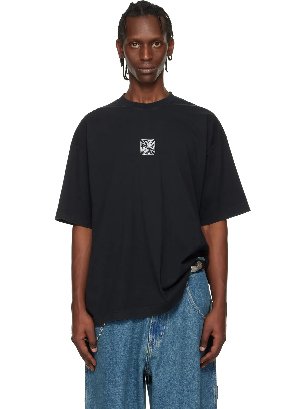 VETEMENTS Biker Cross Logo Tシャツ - 画像1