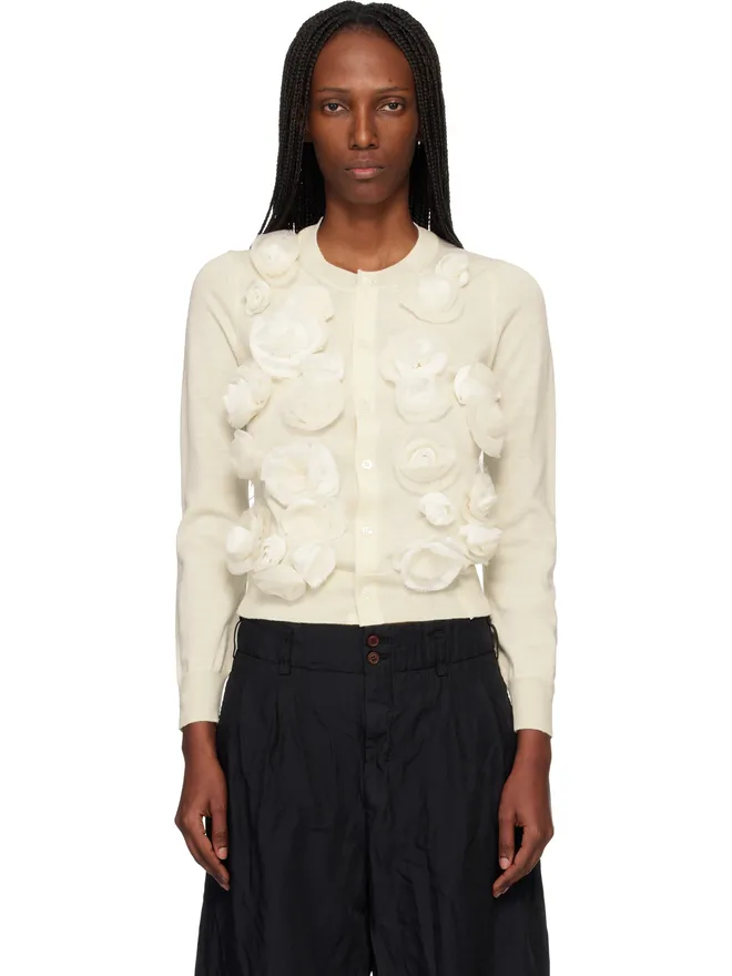 Comme des Garçons Comme des Garçons Comme des Garçons Comme des Garçons Lambswool Jersey X Flower Embroidery カーディガンの商品画像