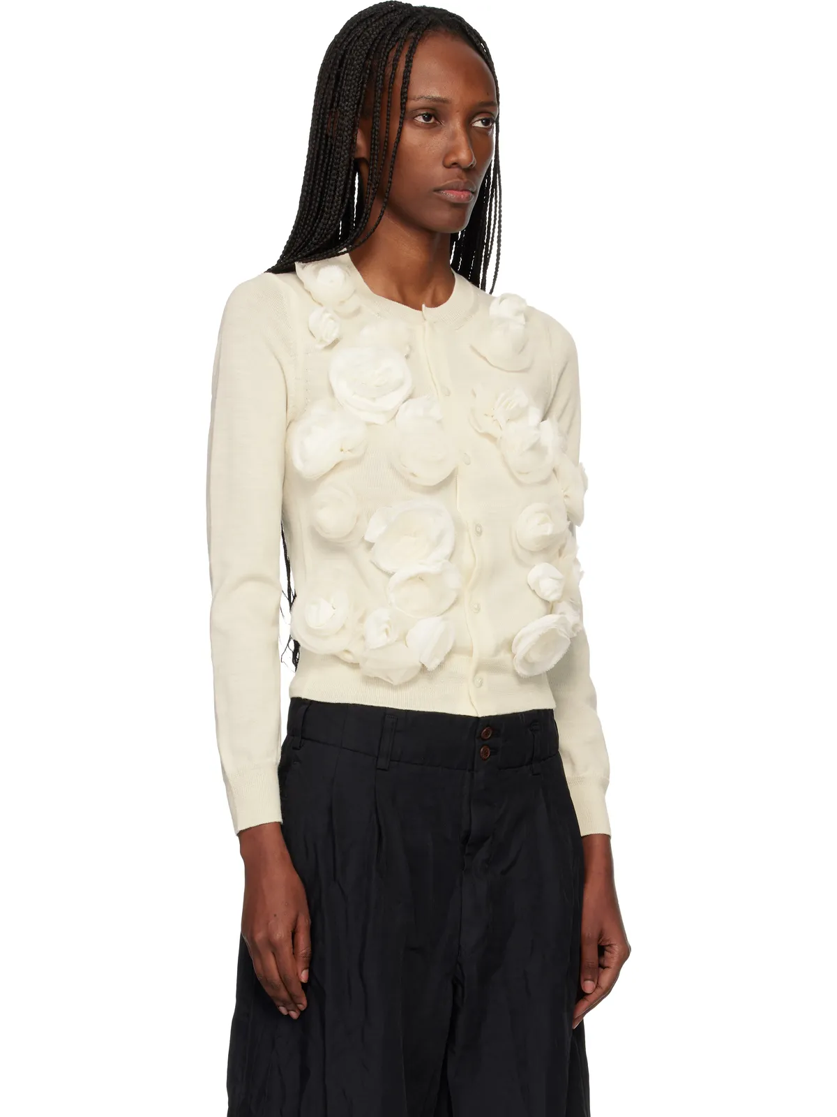 Comme des Garçons Comme des Garçons Lambswool Jersey X Flower Embroidery カーディガン - 画像2