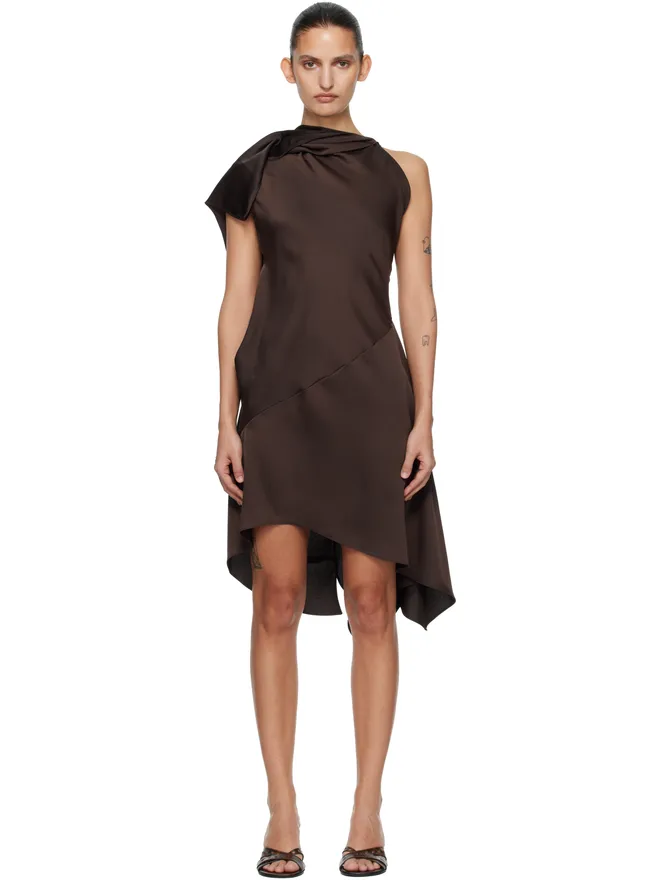 AARON ESH AARON ESH Crepe Satin Cape Sleeve ミディアムドレスの商品画像