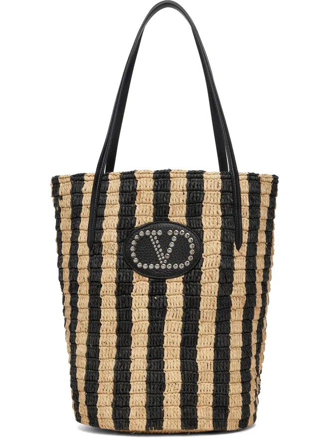 Valentino Garavani Valentino Garavani Shopping ストライプ ラフィア トートバッグの商品画像