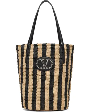 Valentino Garavani Shopping ストライプ ラフィア トートバッグ - サムネイル1