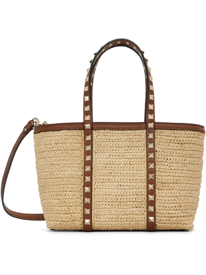 Valentino Garavani Valentino Garavani ミニ Rockstud Shopping ラフィア バッグの商品画像