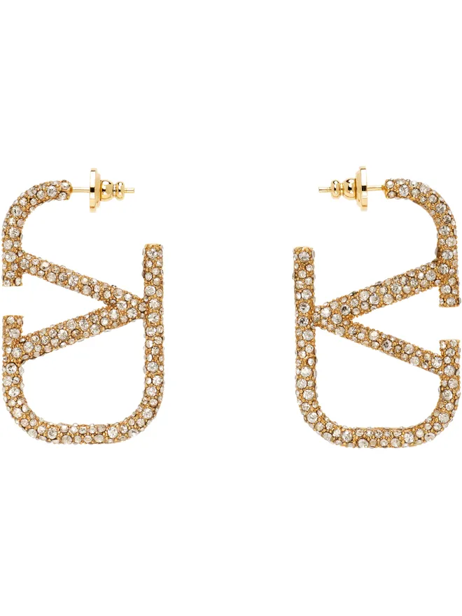 Valentino Garavani Valentino Garavani Swarovski Crystals & Metal VLogo Signature ピアスの商品画像