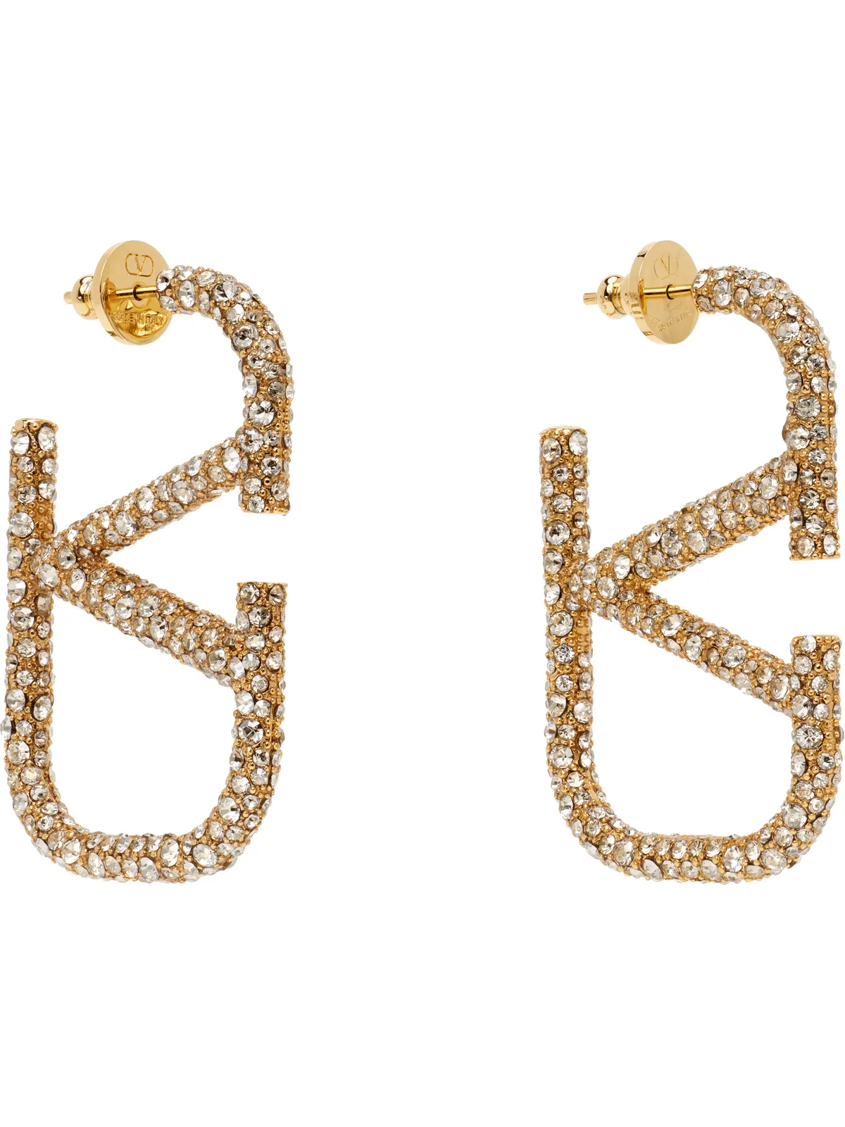 Valentino Garavani Swarovski Crystals & Metal VLogo Signature ピアス - 画像2