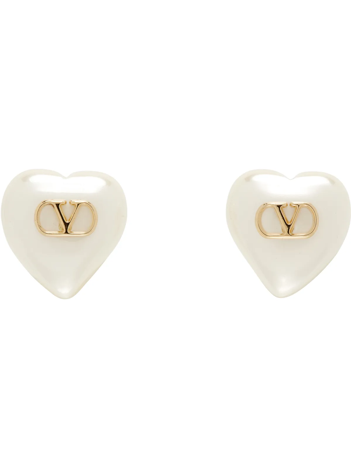 Valentino Garavani VLogo シグネチャ メタル＆フェイクパール ピアス - 画像1