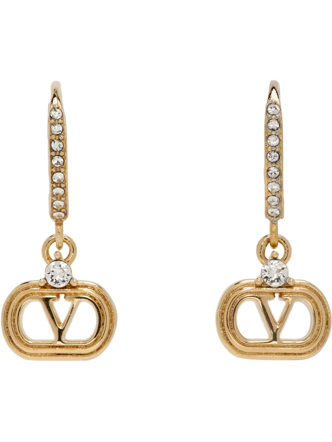 Valentino Garavani Valentino Garavani Swarovski Crystals Oval Metal ピアスの商品画像