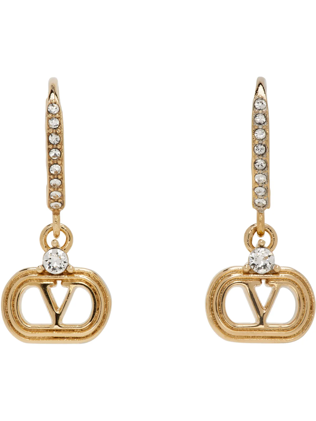 Valentino Garavani Swarovski Crystals Oval Metal ピアス - 画像1