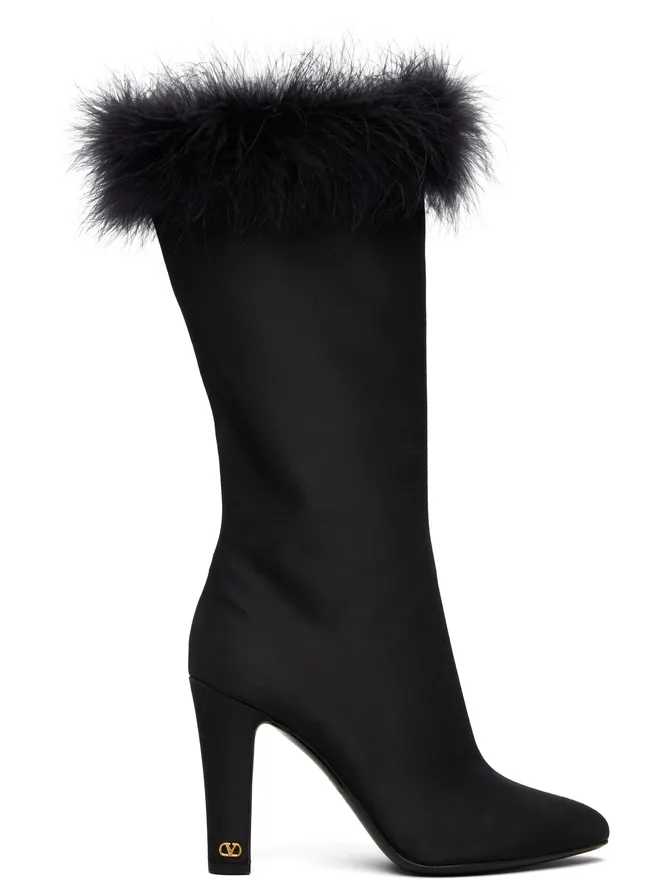 Valentino Garavani Valentino Garavani Feather Shantung Hotty ブーツの商品画像