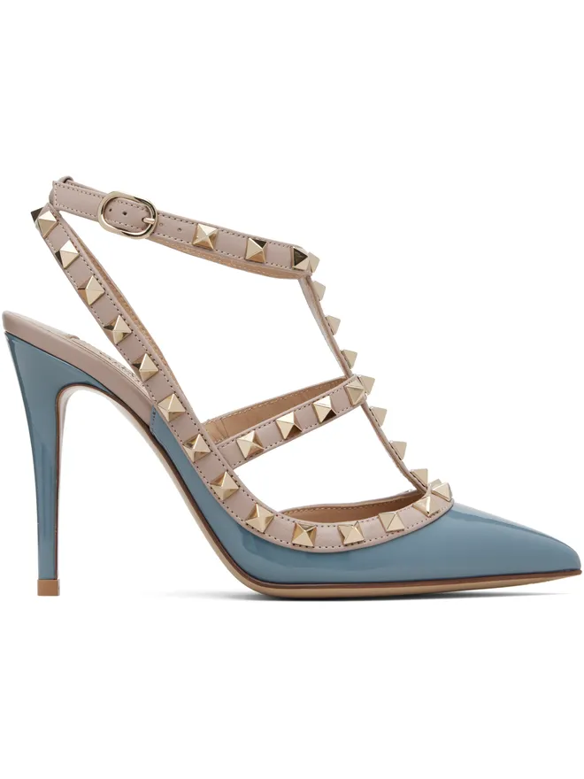 Valentino Garavani Valentino Garavani ブルー＆ピンク Rockstud アンクルストラップ ヒールの商品画像