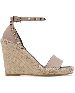 Valentino Garavani Double Rockstud グレイニーカーフスキン ウェッジサンダル - サムネイル1