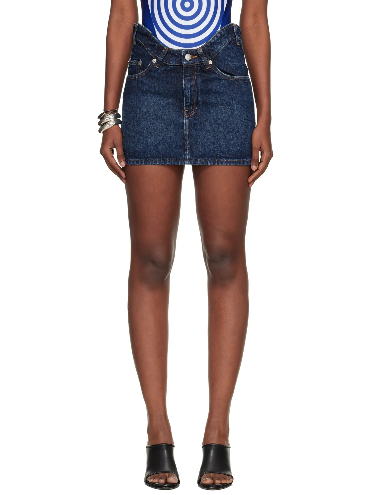 Jean Paul Gaultier 'The Curved' デニム ミニスカート - 画像1