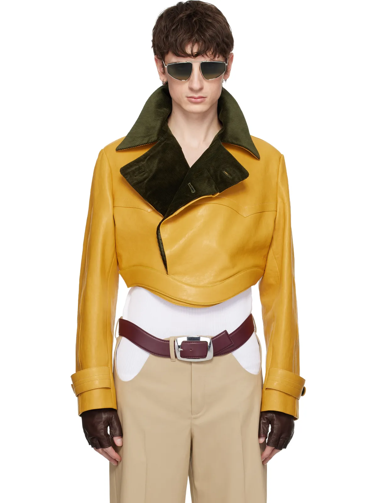 Jean Paul Gaultier Curved Waistband レザージャケット - 画像1