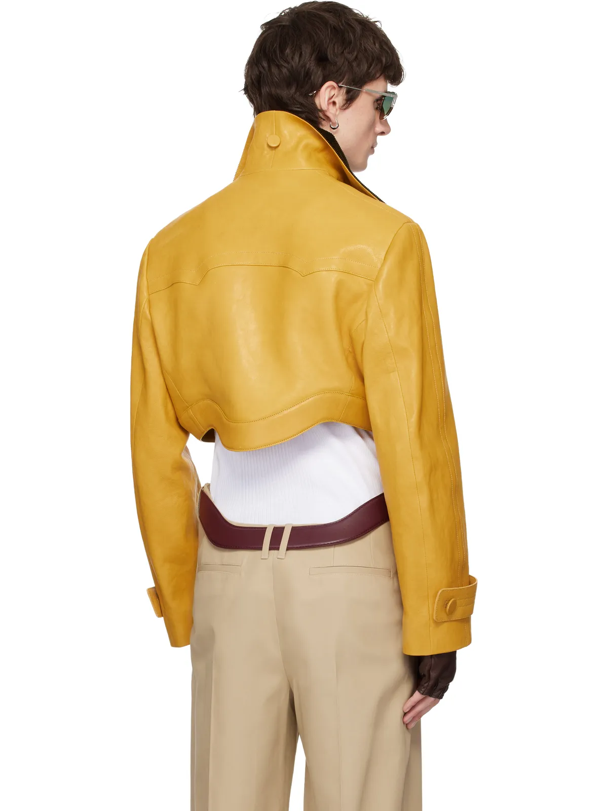 Jean Paul Gaultier Curved Waistband レザージャケット - 画像3