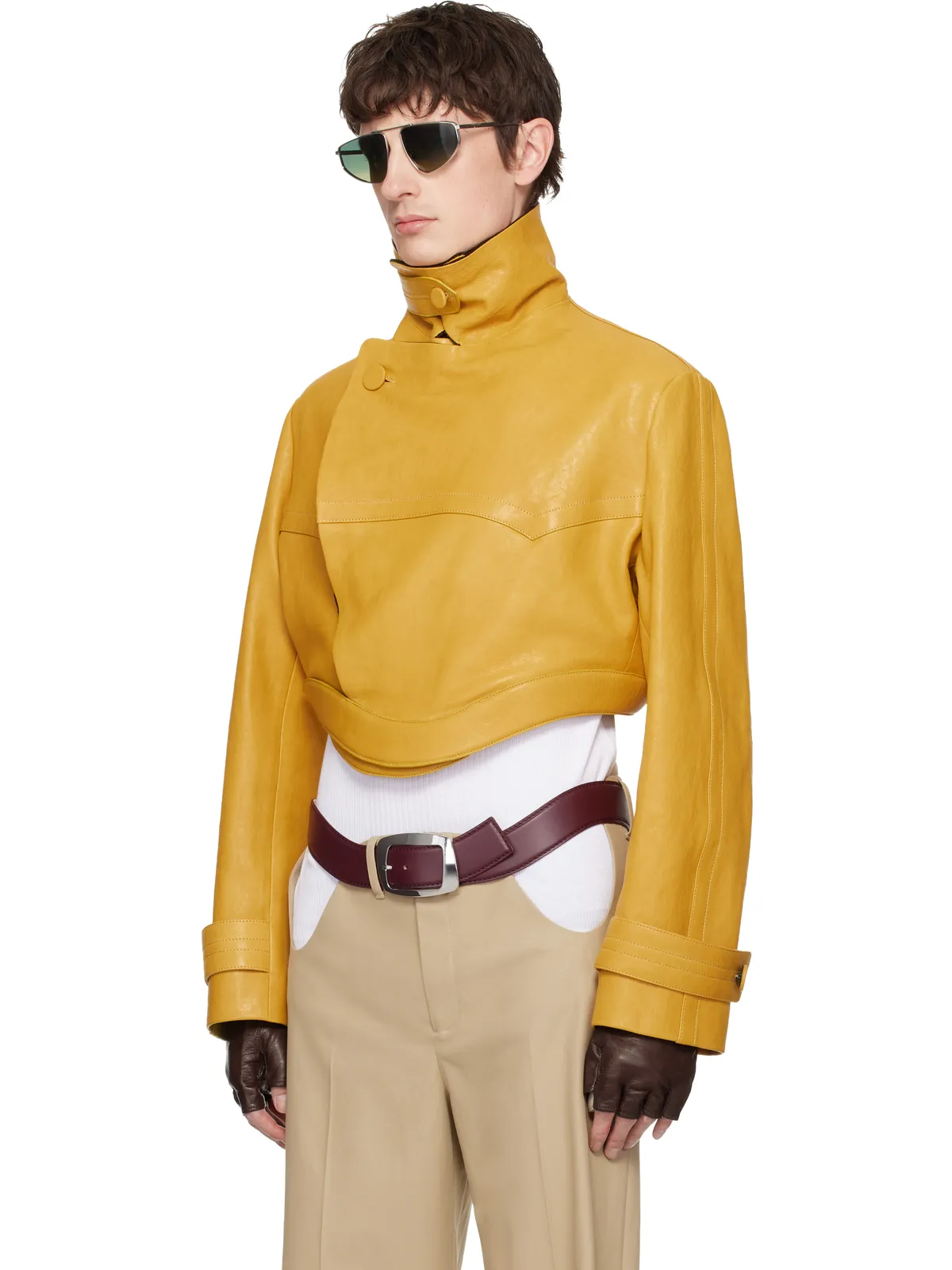 Jean Paul Gaultier Curved Waistband レザージャケット - 画像4