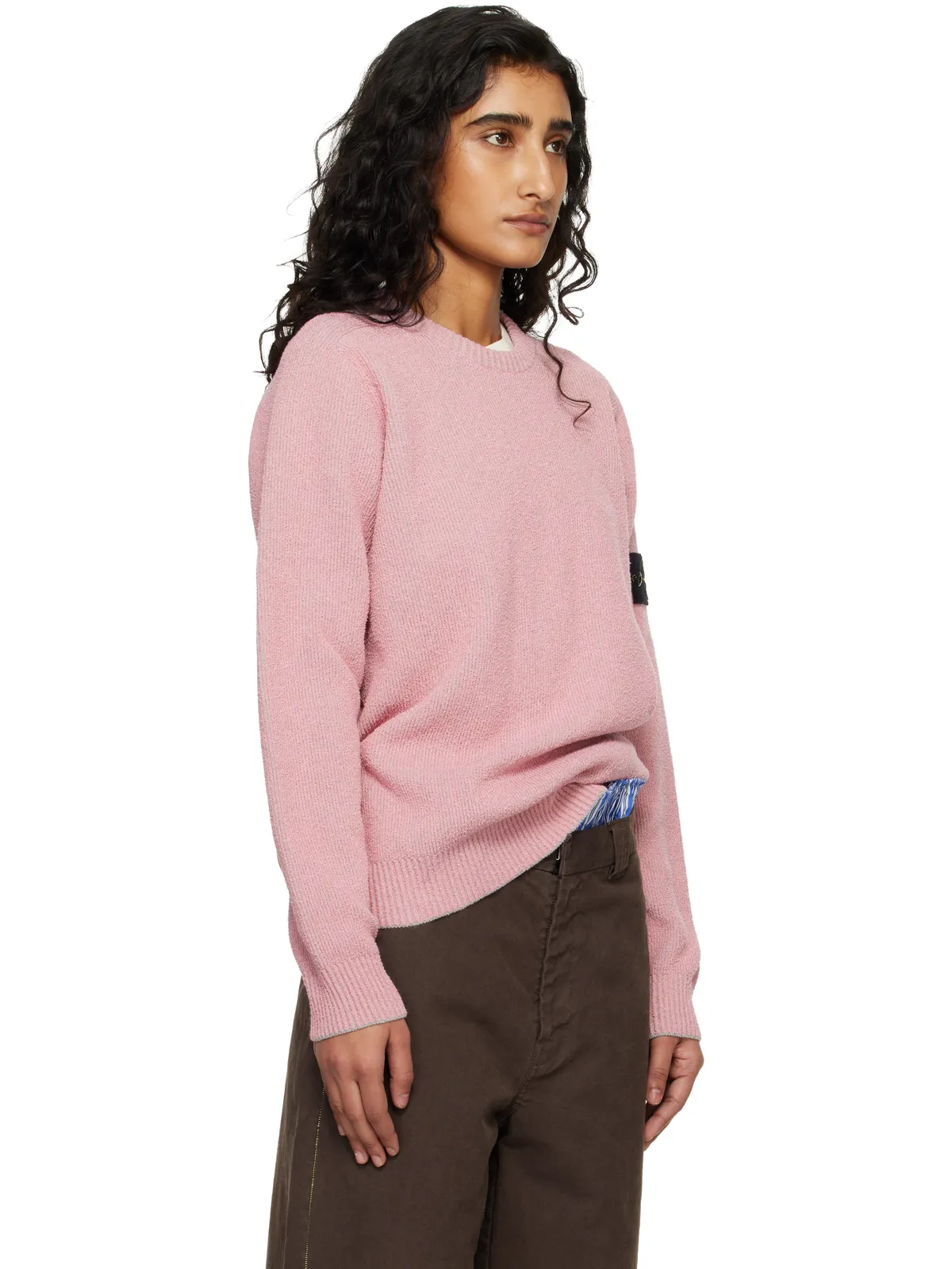 Stone Island 5100033 Plated リブコットン ブークレ セーター - 画像2