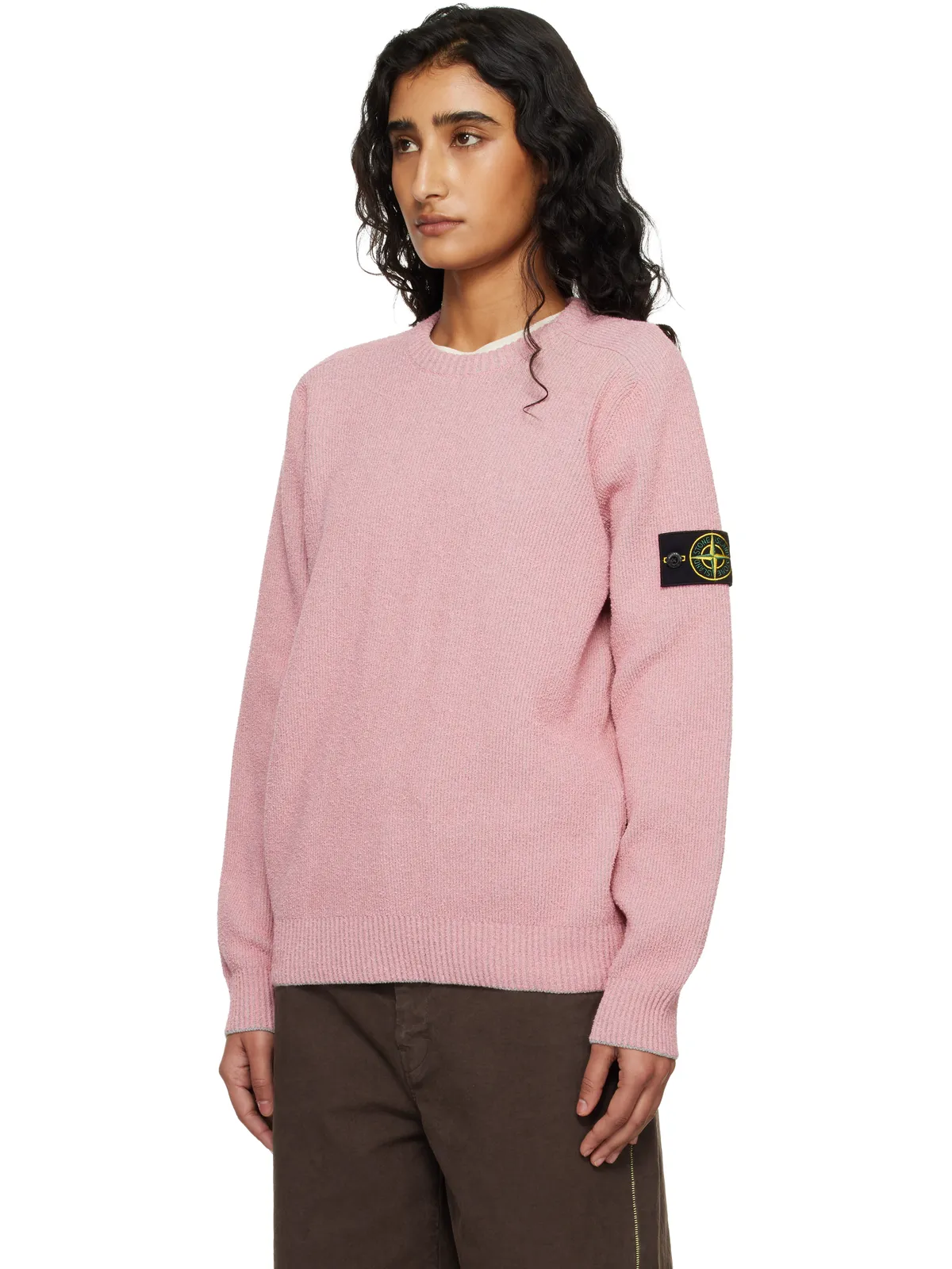 Stone Island 5100033 Plated リブコットン ブークレ セーター - 画像4