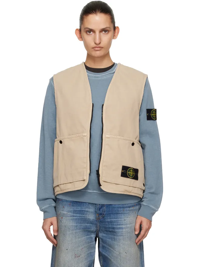 Stone Island Stone Island 6100007 Organic Panama Cotton 'Old' Effect ベストの商品画像