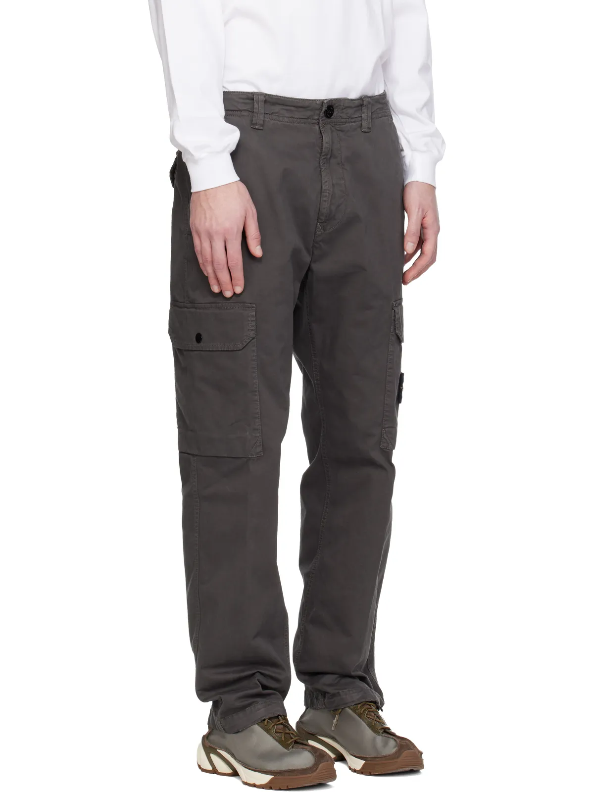 Stone Island グレー 3100011 Organic Broken Twill Old Effect カーゴパンツ - 画像2