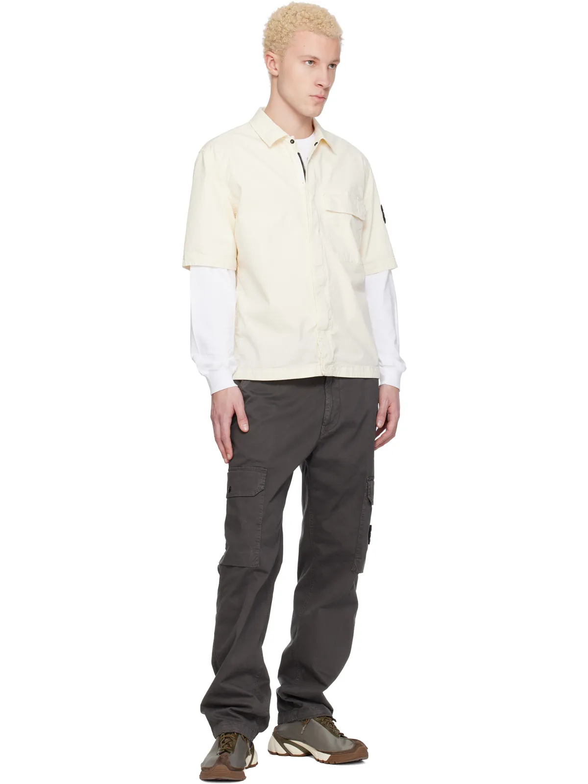Stone Island グレー 3100011 Organic Broken Twill Old Effect カーゴパンツ - 画像5
