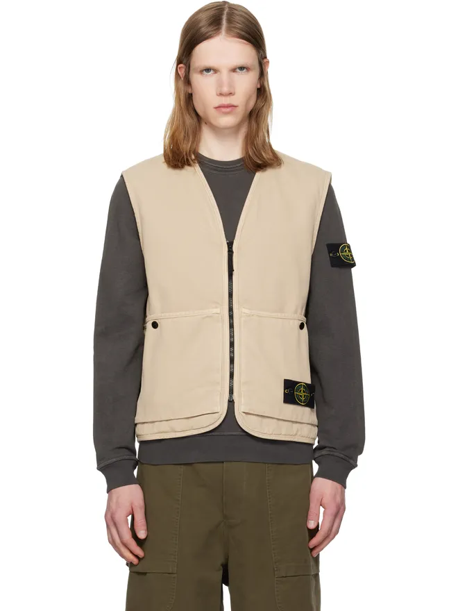Stone Island Stone Island 6100007 Organic Panama Cotton 'Old' Effect ベストの商品画像
