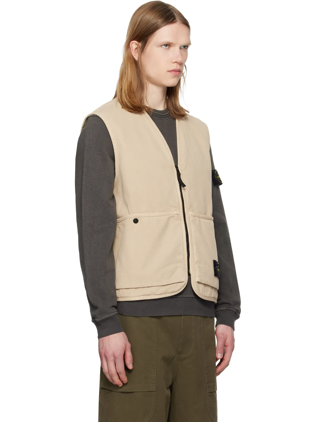 Stone Island 6100007 Organic Panama Cotton 'Old' Effect ベスト - 画像2