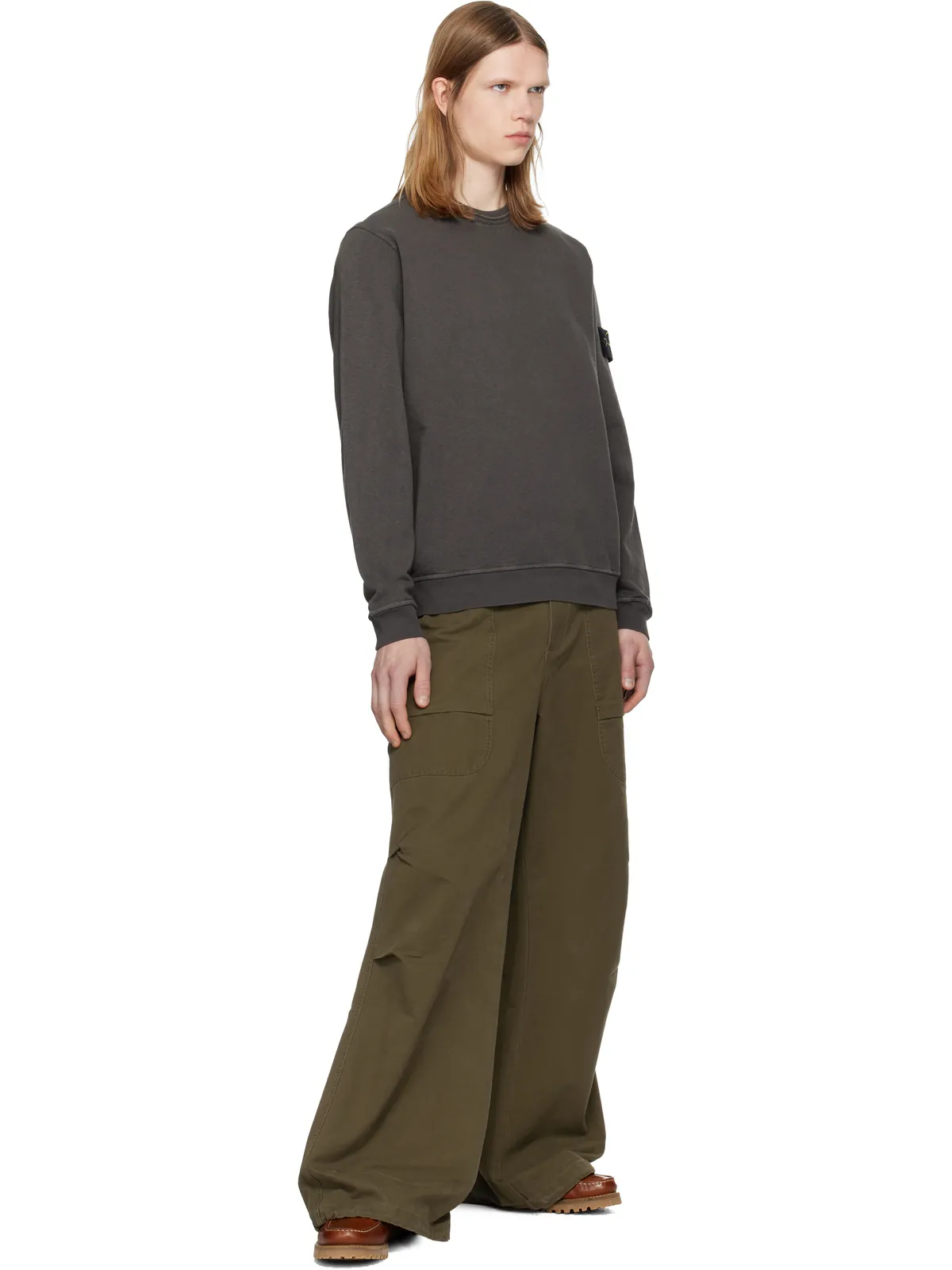 Stone Island 6100034 Malfilé Fleece 'Old' Effect スウェットシャツ - 画像5