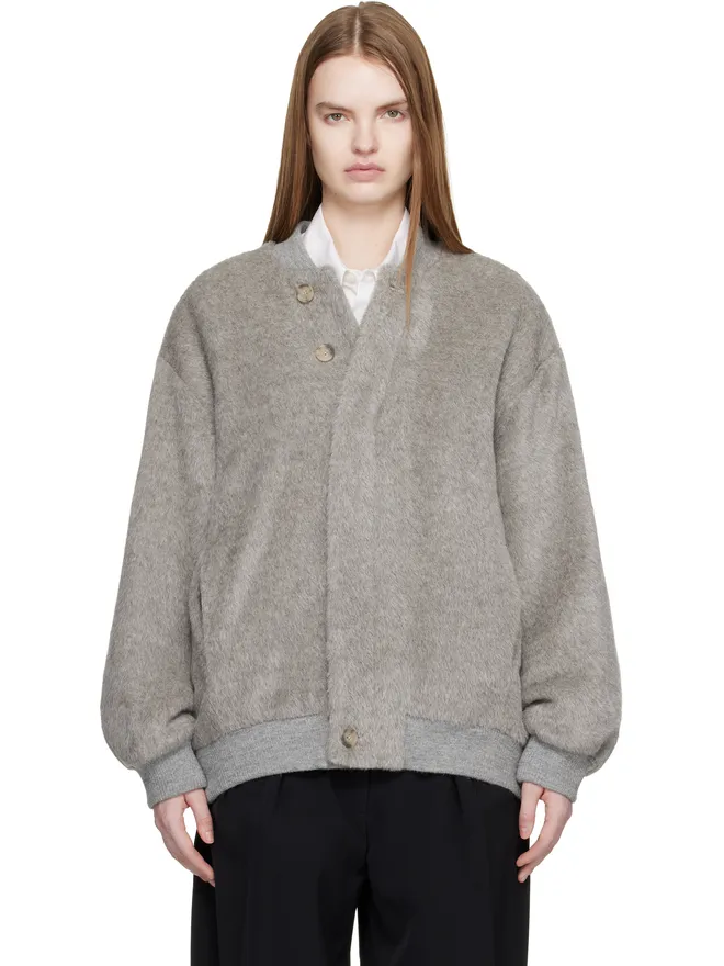 Lauren Manoogian Lauren Manoogian SSENSE限定 ブラッシュド ボンバージャケットの商品画像