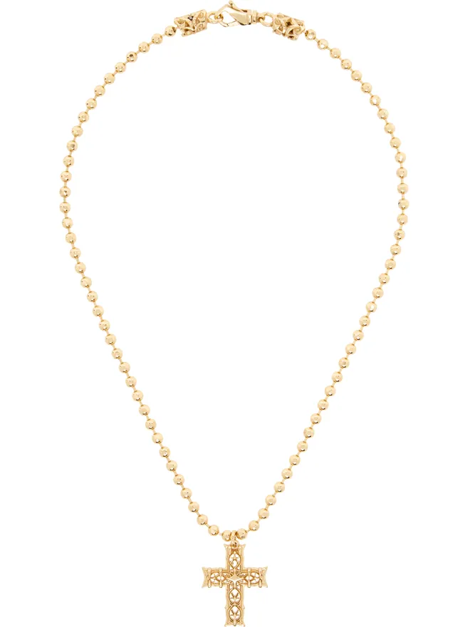 Emanuele Bicocchi Emanuele Bicocchi ゴールド Beaded Chain Notre-Dame クロスネックレスの商品画像