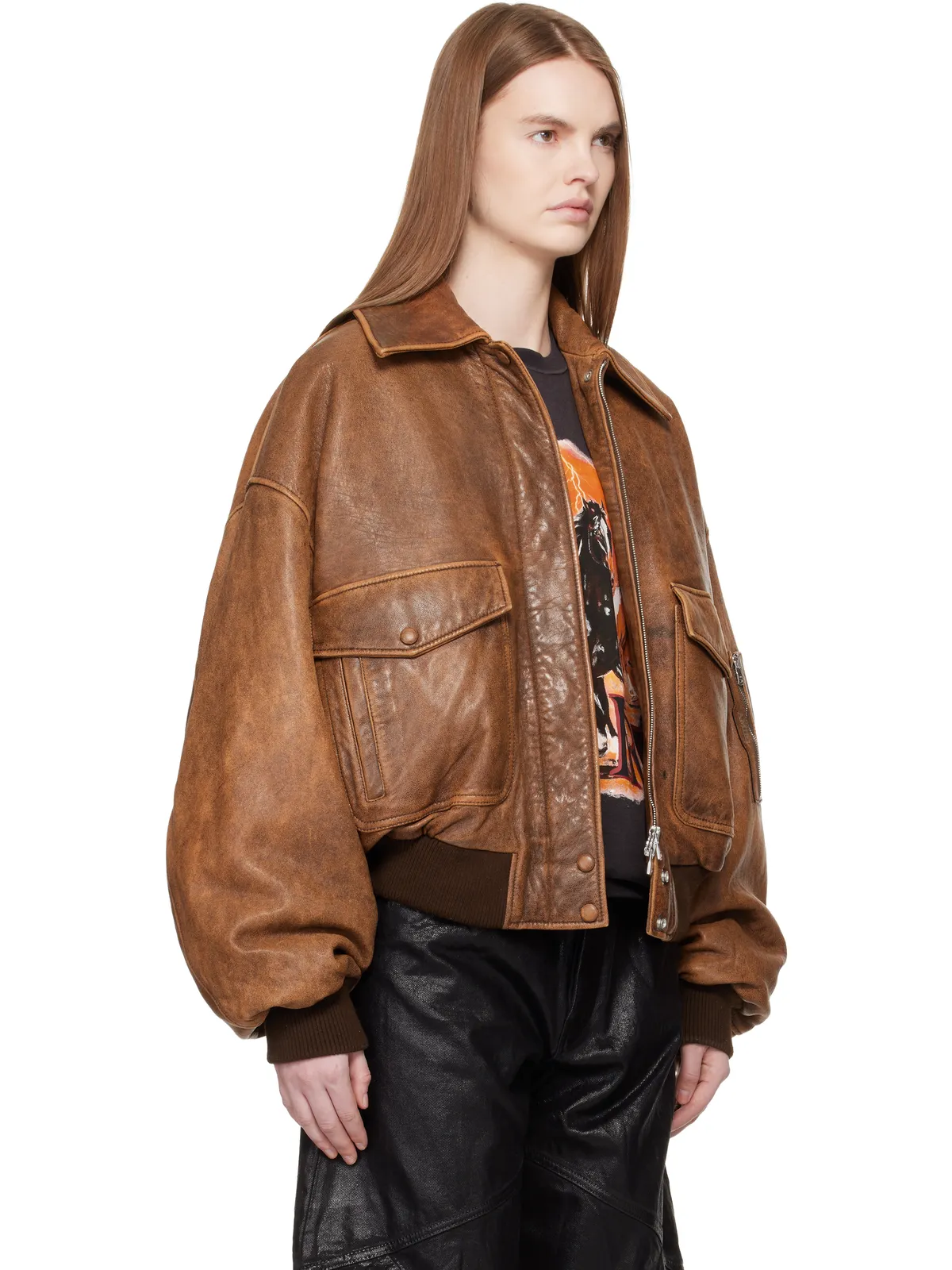AMIRI フェード レザー ボンバージャケット - 画像2