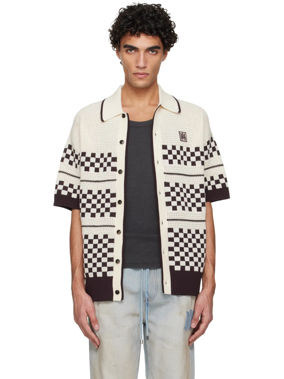 AMIRI ブロックチェック メッシュ シャツ - 画像1