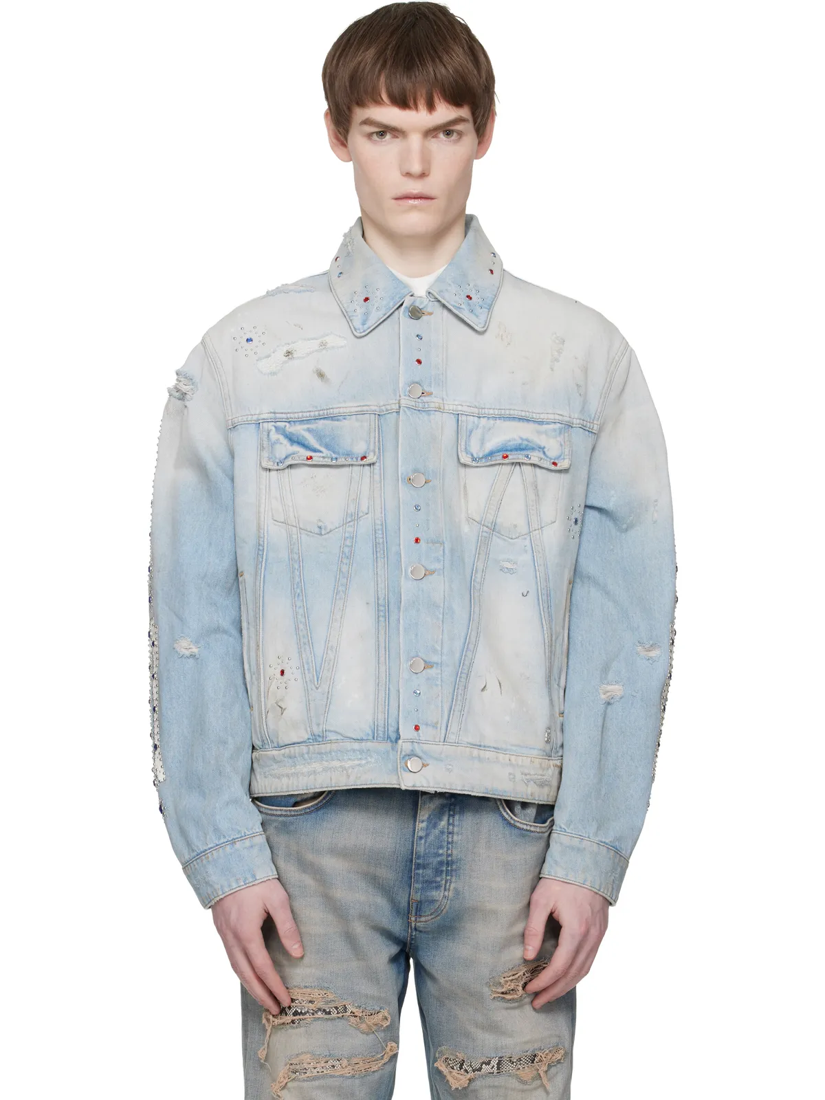 AMIRI Bones Studded デニム トラッカージャケット - 画像1