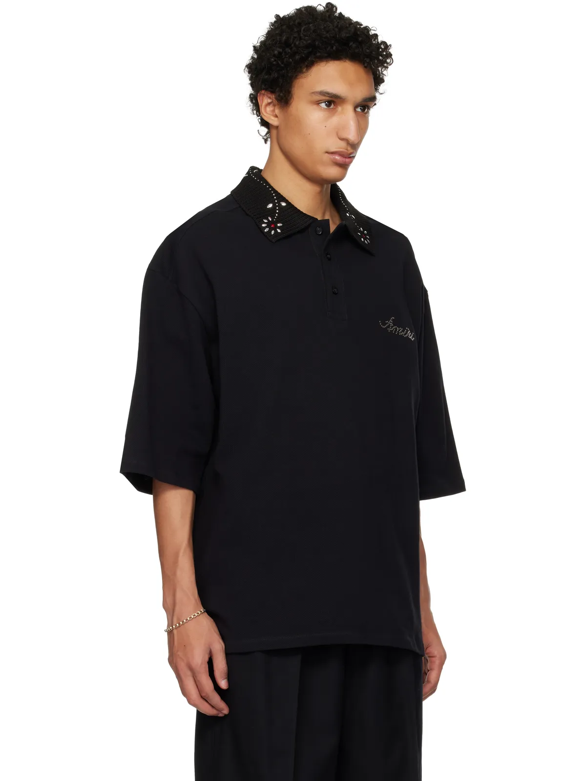 AMIRI Stud Collar オーバーサイズ ポロシャツ - 画像2