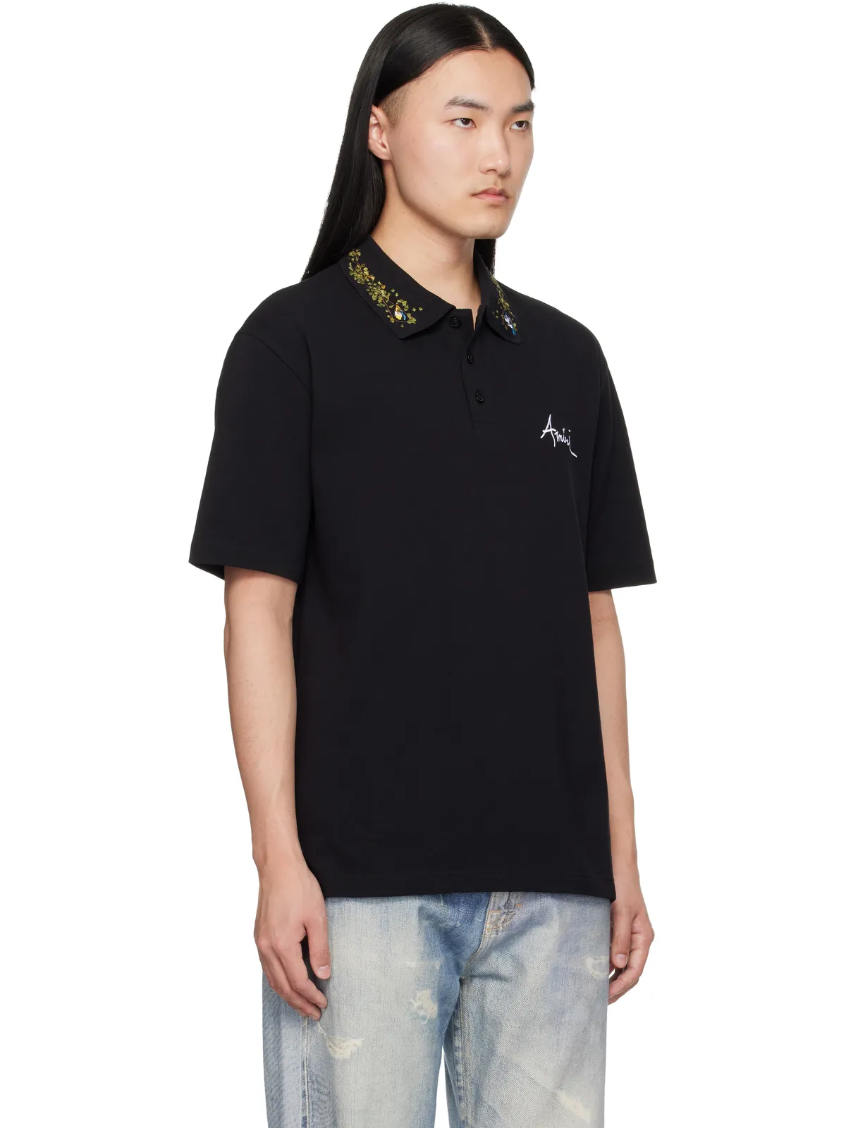 AMIRI 'AMIRI' Floral Collar ポロシャツ - 画像2