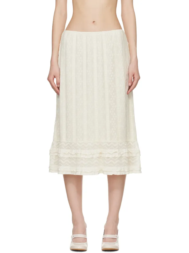 Anna Sui Anna Sui Floral Ruffle Stretch Lace ミディアムスカートの商品画像