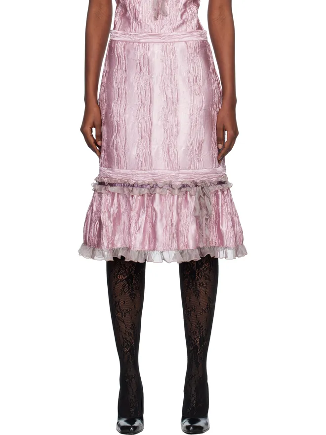 Anna Sui Anna Sui Crushed Satin Ruffle ミディアムスカートの商品画像